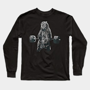 Lifting Motivation Gym Strong Grizzly Bear Long Sleeve T-Shirt